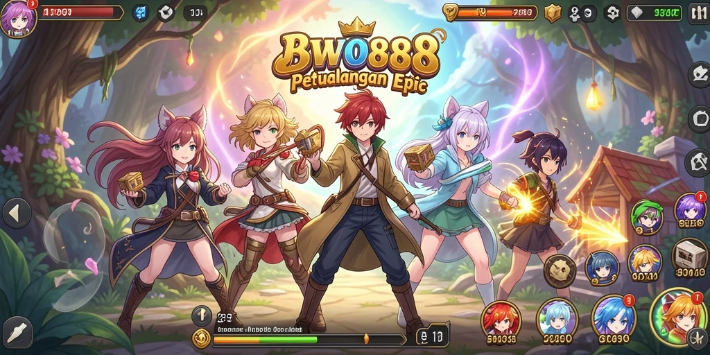 Tampilan gameplay BWO888 dengan karakter anime menarik.