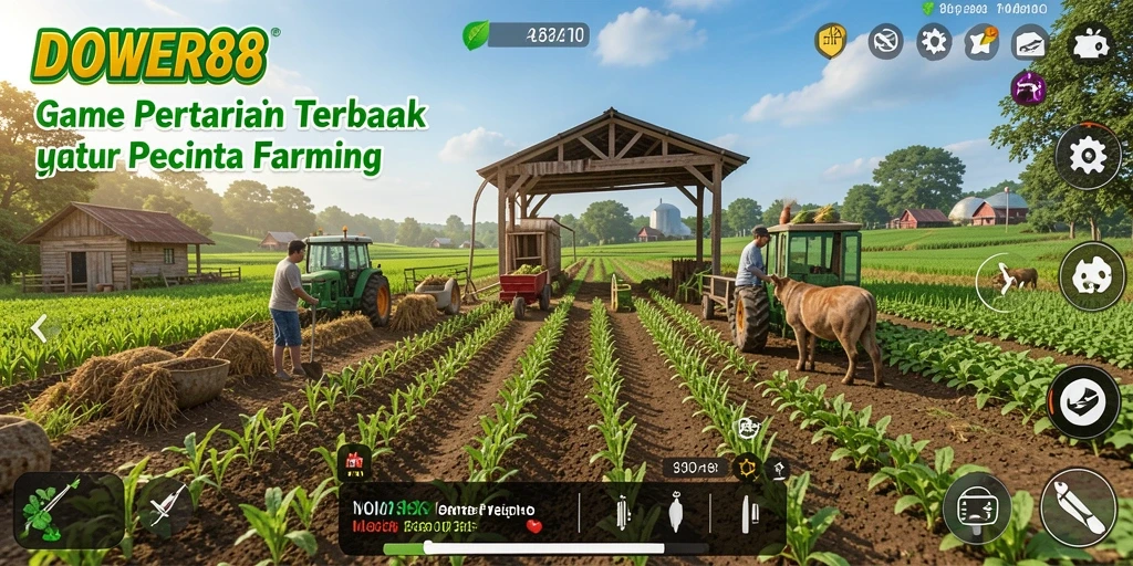 Tampilan gameplay DOWER88 dengan aktivitas bertani yang seru.