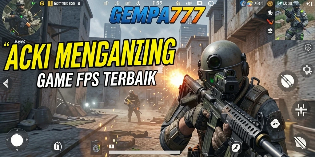 Screenshot utama GEMPA777 menampilkan aksi menembak yang intens dan mendebarkan.