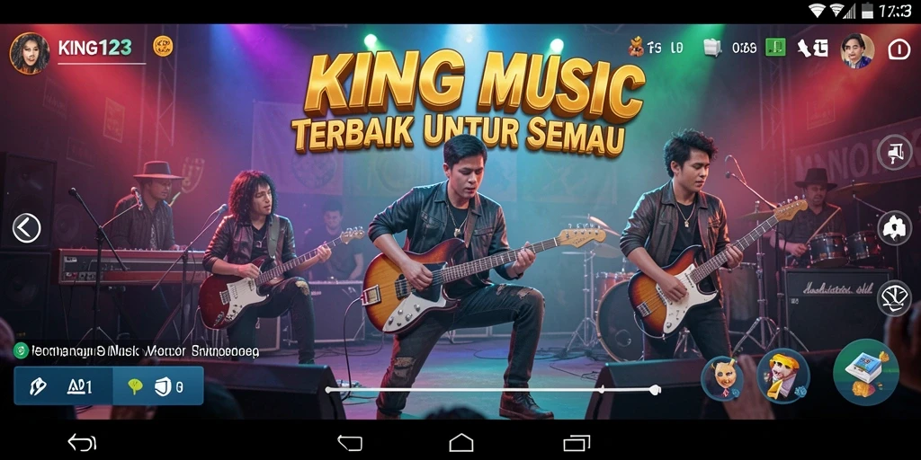 Tampilan gameplay KING123 yang menarik dengan berbagai lagu musik.