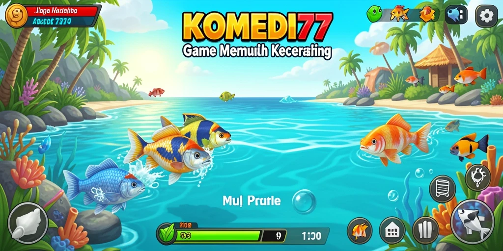 Tampilan gameplay seru dalam <strong>KOMEDI77</strong> saat menangkap ikan.