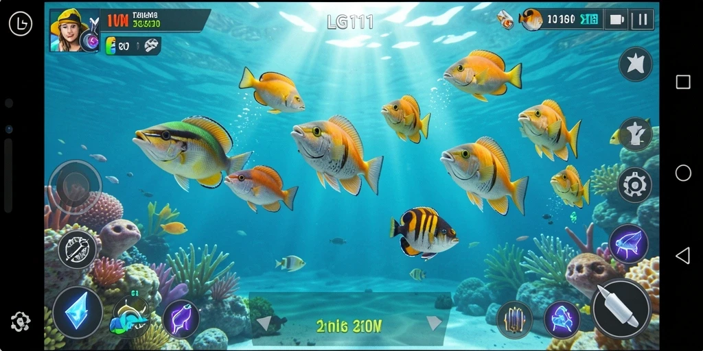 Tampilan gameplay seru dari LG111 saat menembak ikan.