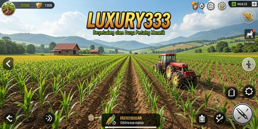 Gameplay LUXURY333 dengan aktivitas pertanian yang seru.