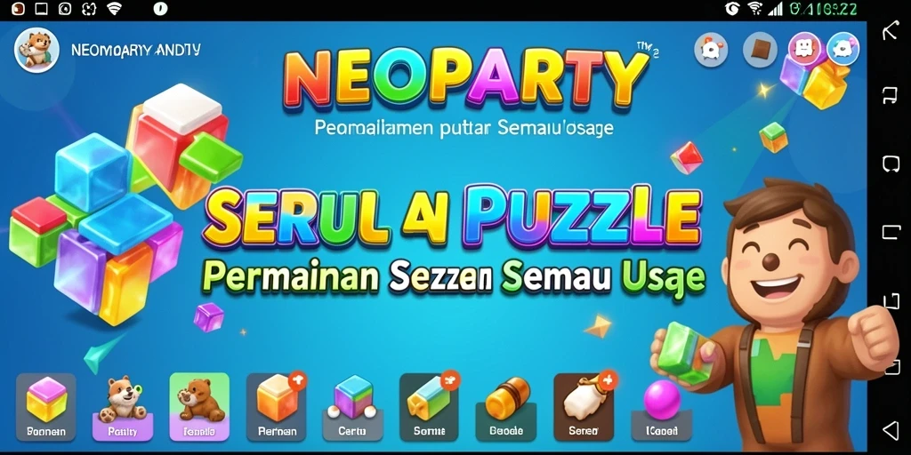 Tampilan gameplay NEOPARTY yang menantang dan menyenangkan.